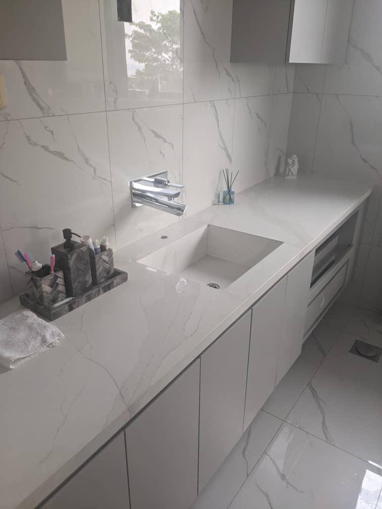 Luxury marble vanity counter with undermount sink