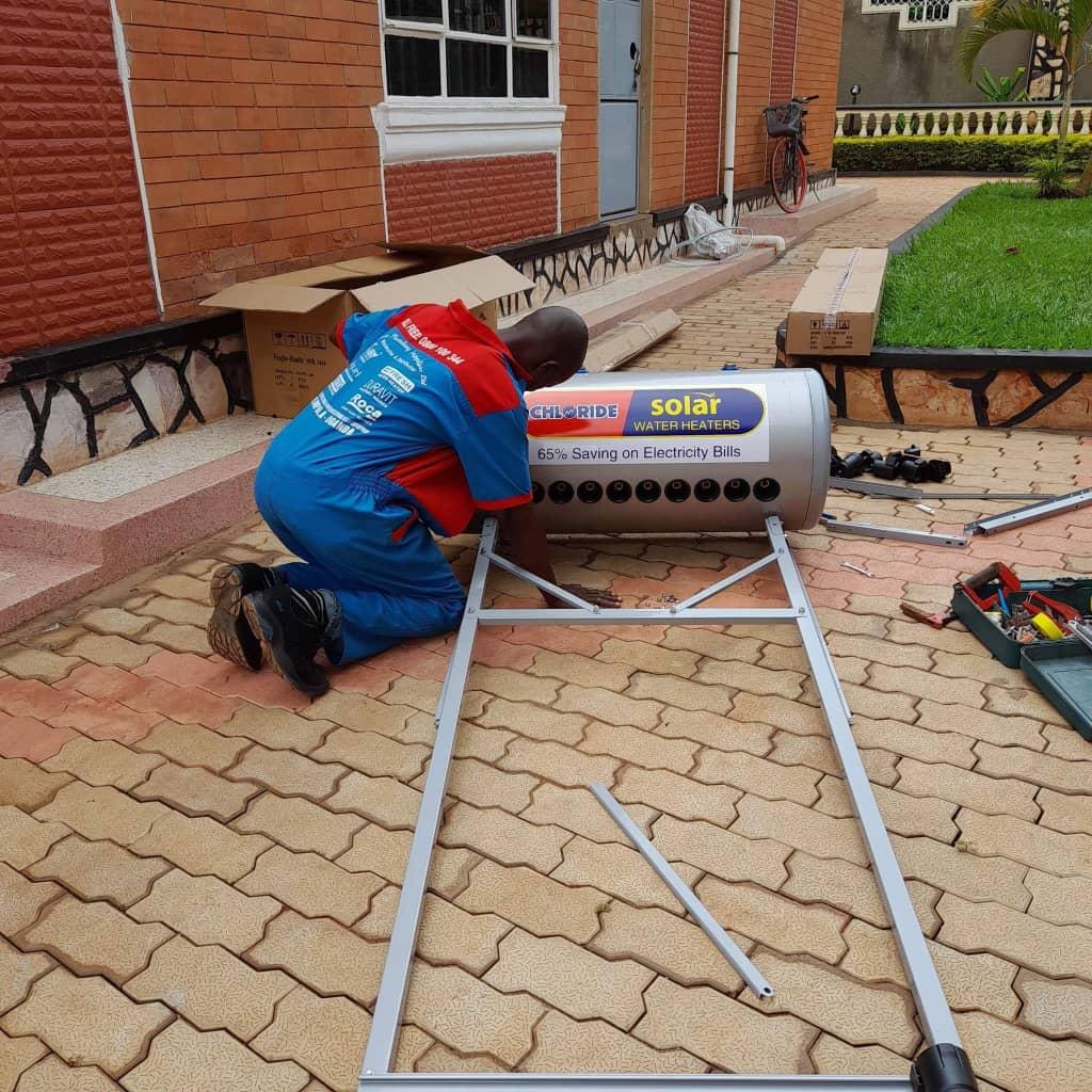 Latimtech technician assembling Chloride solar water heater