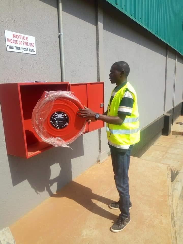 Fire hose reel cabinet installation by Latimtech engineer