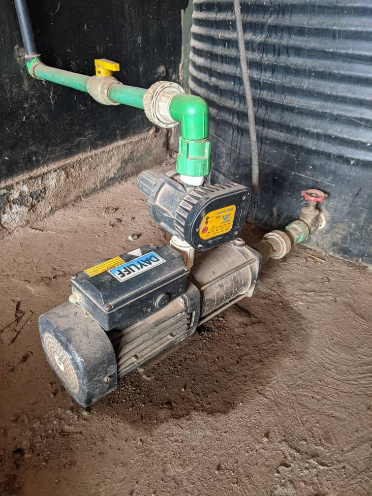 Pedrollo water pump installation in roof space